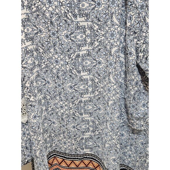 Est. 1946 Womens Large Blue Blouse Floral Geometric Peasant Flowy Artsy Colorful - Picture 6 of 14